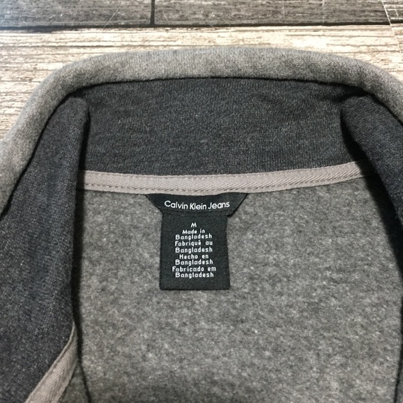 Calvin Klein Sweatshirt Jacket Men’s M Gray Full Zip Pockets Fleece Casual - Picture 7 of 8